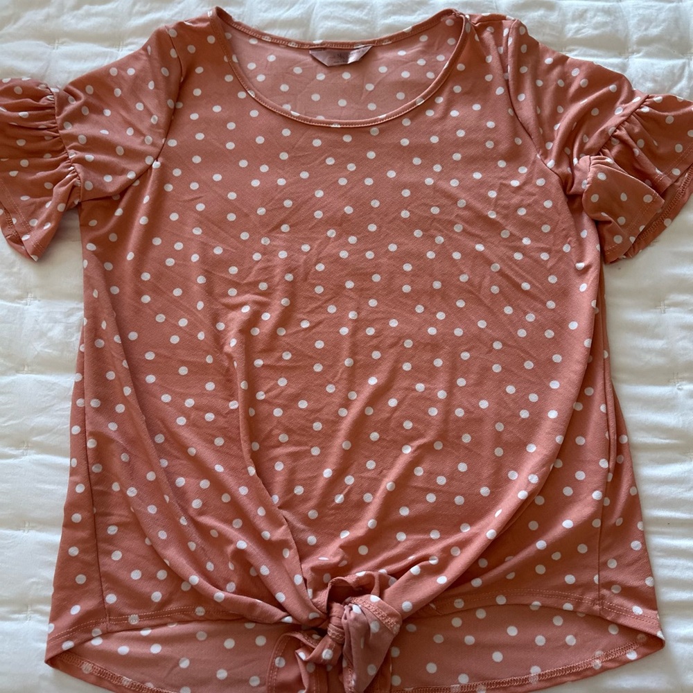 Polka Dot Ruffle Sleeve Top - Pink